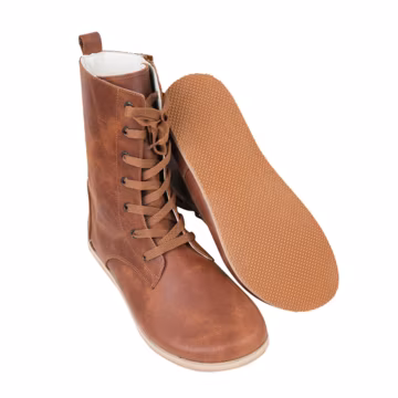 Men's Handmade Brown Leather Barefoot Boots: Wide Zero Drop