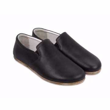 WOMEN Barefoot Slip On, BLACK SMOOTH Leather, Handmade Yemeni Shoes, Natural, Leather Outsole