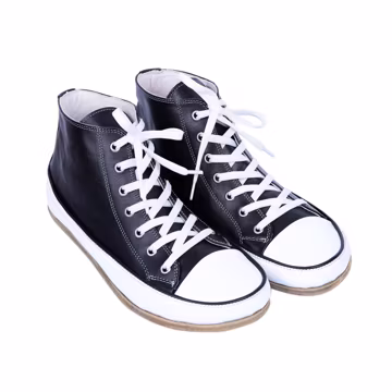 Handmade Black Leather High Top Shoes: Women's Barefoot Converse Style