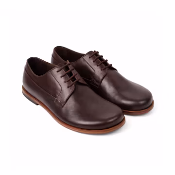 Men's Barefoot DARK BROWN SMOOTH Leather Oxford Shoes, Classic Comfort & Style: Handmade, Moccasins