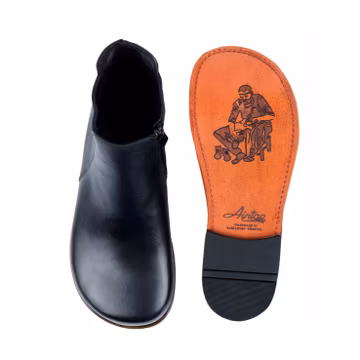 Women's Barefoot BLACK SMOOTH Leather Chelsea Boots, Classic Comfort & Style: Handmade, Boots