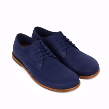 Women's Barefoot NAVY BLUE NUBUCK Leather Oxford Shoes, Classic Comfort & Style: Handmade, Moccasins