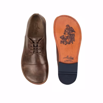 Men's Barefoot DARK BROWN CRAZY Leather Oxford Shoes, Classic Comfort & Style: Handmade, Moccasins