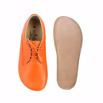 Women Barefoot ORANGE SMOOTH Leather Oxford Shoes, Classic Comfort & Style: Handmade, Moccasins