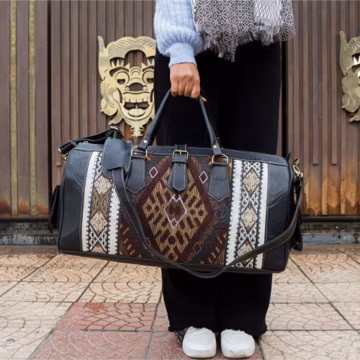 moroccan kilim travel bags made of original leather for women and men