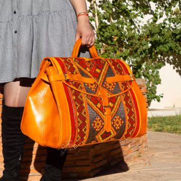 Personalized kilim travel bag, Carpet Leather Weekend Bag, kilim leather bag, boho carpet bag, briefcase women carpet bag, gift for her