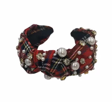 Plaid embellished Christmas knotted headband