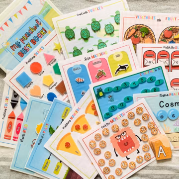 Preschool Busy Book, Toddler Printables, Learning numbers, Learning the alphabet, Name Practice, Parts of Plants, Homeschool Printables