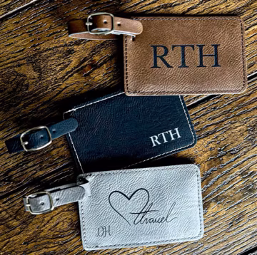 Custom luggage tag, leather luggage tag, baggage tags, custom baggage tag, wedding favors, wedding gift, brown luggage tag, travel tag