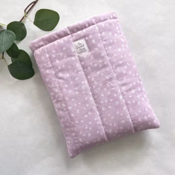 Quilted Book Sleeve Paperback Book Protector Purple Dot Print