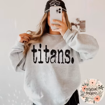 Titans Typography Mascot Design | Digital Download | PNG File | Distressed Design | Sports School Teams