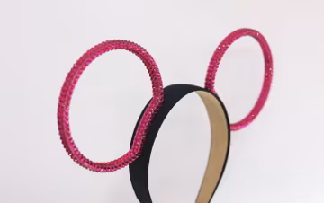 3D All Sides Rhinestone HOT PINK Mouse Ears Minnie Rings Full Covered Bedazzled Sparkly Rim