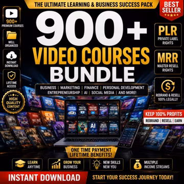 900+ Premium Video Courses Bundle | PLR MRR Included | Business, Marketing, AI & Make Money Courses | Instant Download