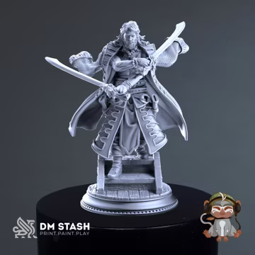 Hexhunter Fighter DnD Miniature 3D Print for painting, Dungeons and Dragons Tabletop RPG | DM Stash | 28mm | 32mm | 72mm