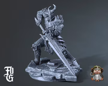 Eldritch Knight Miniature 3D Print for painting and Tabletop RPG | Flesh of Gods | 28mm | 32mm | 72mm