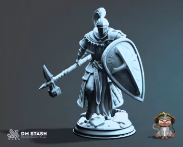 Hammer Paladin DnD Miniature 3D Print for painting, Dungeons and Dragons Tabletop RPG | DM Stash | 28mm | 32mm | 72mm