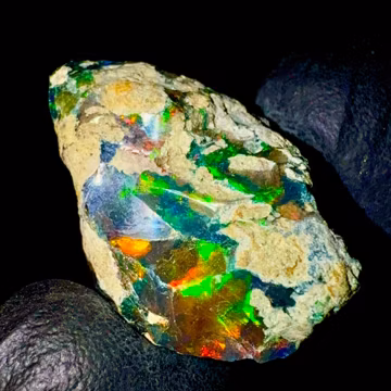 Fire Natural Black Opal Ethiopian Loose Rough Gemstone 20.70 Ct 26x18x13 MM