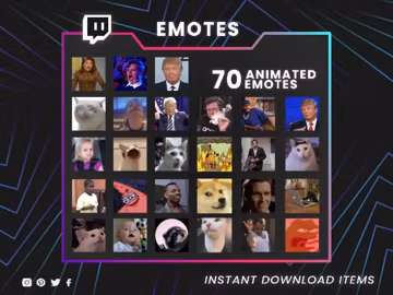 70 Cute and Funny Meme Emotes for Twitch and YouTube and Discord and Kick - GIF Instant Download Pack