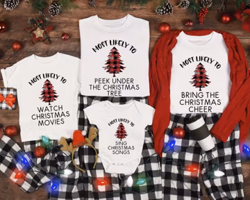 Custom Family Christmas Shirts: Buffalo Plaid Matching Pajama Tees