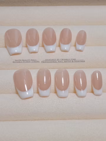 Milky White French Tip Gel Nails | Soft Girl Jelly Manicure | Birthday Gift Set XH848, XH848