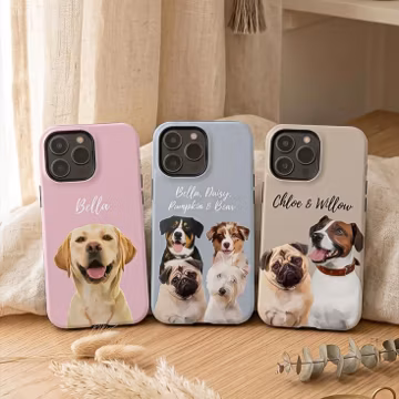 Custom Pet Portrait MagSafe Phone Case: Personalized Multiple Dog Cat Picture Case