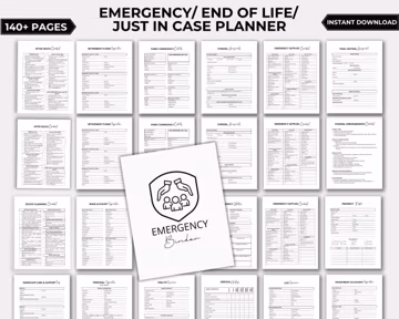 End of life planner, Just In case of emergency printable planner, Emergency binder, Just in case binder, Life planner, What if binder Death