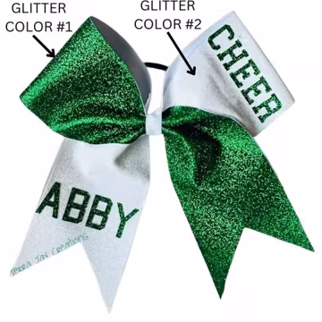 Custom Personalized STIFF Glitter bow. Large | Cheer | Dance | Hair | Personalized | 2 tone