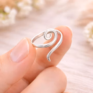 Spiral Wrap Ring, Silver Swirl Open Band, Adjustable Minimalist Statement Jewelry, Unique Jewelry Gift For Women, Boho Ring