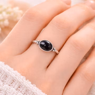 Black Stone Sterling Silver Ring 925, Handmade Statement Ring, Boho Minimal Jewelry, Gift For Women Unique Ring, Women's Day Ring, Gift Ring