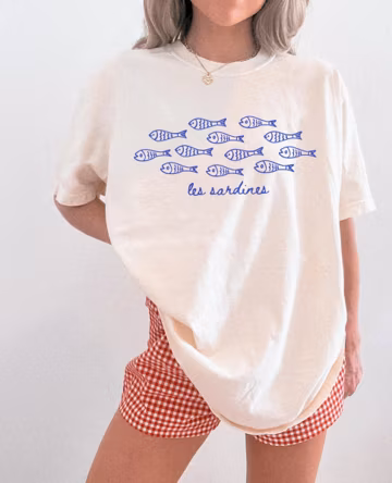 Les Sardines Shirt Fisherman Aesthetic Sardine Shirt Tinned Fish Meet Me at the Beach Oceancore Tomato Girl Summer Coastal Comfort Colors