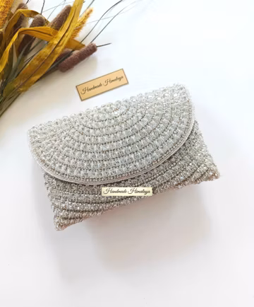 Silver Crystal Bridal Clutch | Wedding Purse for Bride | Rhinestone Evening Bag