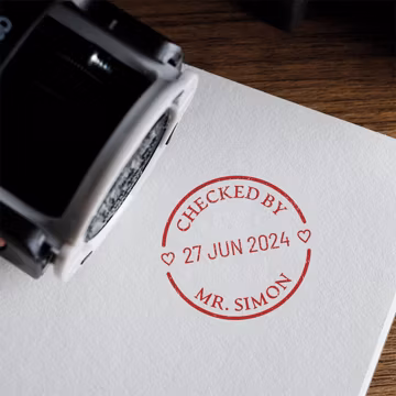 Personalized Teacher Stamp/Gifts for Teachers/Personalised Gifts/Checked by Date Stamps/Teacher Time Saving Text Stamp/Work Checked by Stamp