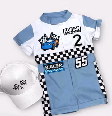 Personalized Blue Racer Suit - Fast One Birthday - Kids Racing Jumpsuit - Toddler Race Car Outfit