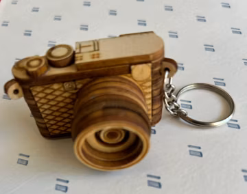 Wooden Miniature Model Leica Q2 Camera Replica Keychain