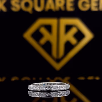 14k Gold Moissanite Eternity Band: Baguette & Princess Cut Wedding Ring
