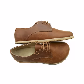 Men's Handmade Tan Leather Oxford Shoes: Barefoot Zero Drop