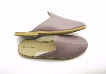 Handmade Organic Leather Slippers: Purple Zero Drop Sole