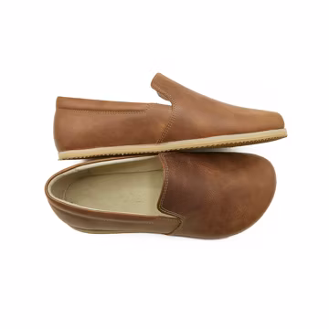 Handmade Leather Barefoot Shoes: Tan Zero Drop Sole Slip-Ons