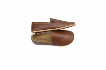 Handmade Leather Barefoot Slip-Ons: Brown Zero Drop Yemeni Shoes