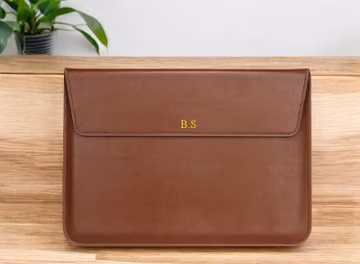 Personalised Leather Laptop Case 13" 15 Inch Compatible with MacBook Sleeve Corporate Gift name initials cover Stand bag Crocodile Gift her