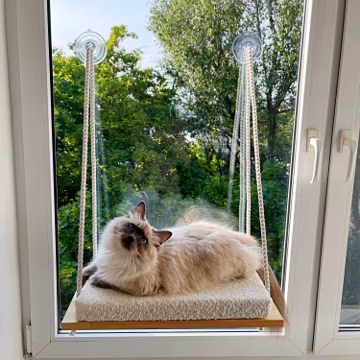 Cat Window Perch, Cat hammock, Cat shelves, 4 WOOD COLORS, 23.6'' (60cm)