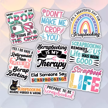 10pcs Scrapbooking Stickers Pack, Kawaii Scrapbooking, Scrapbook Life, Crafting Stickers, DIY Crafting Sticker, Crafts Lover Sticker