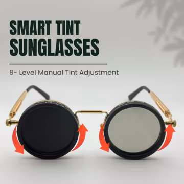 Steampunk Sunglasses: Adjustable Tint, Polarized UV400 Lenses, Personalized Case