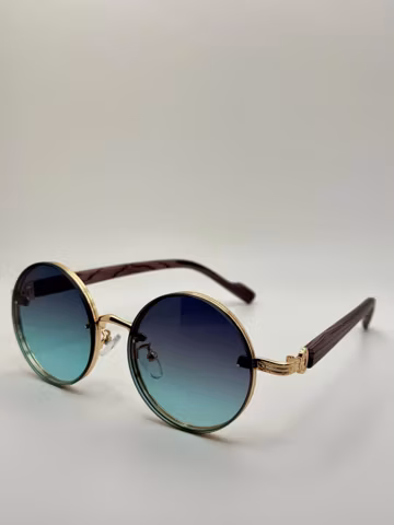 Round Vintage Sunglasses | Gradient Retro Shades | Gold Frame UV400 Eyewear
