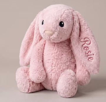 Personalised Bunny Rabbit, Custom Embroidered Plush Toy, Baby Shower Gift, CE Certified