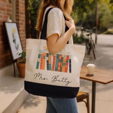 Personalized Canvas Tote Bag with Zipper|Gift for Teacher Appreciation week|Thank you Gift idea for Teacher, Educator, Mentor|End of Year