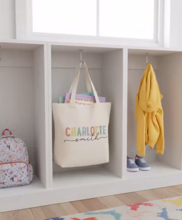 Personalized Preschool Tote Bag, Custom Toddler School Bag, Daycare Canvas Bag, Kids Name Tote for Books and Toys