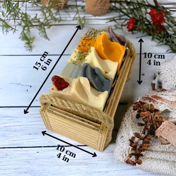 Handmade Natural Soaps Vegan Set, Bath & Care, Soaps with Wooden Gift Box, Unusual Housewarming Gift, Sustainable Bathroom Beauty and Luxury