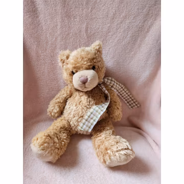 Vintage Brown Bear with Ribbon Plush Stuffed Animal