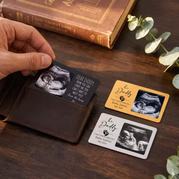 Custom Metal Ultrasound Photo Wallet Card, Sonogram Wallet Insert, Bump Gift, New Dad Gift for Husband, Dad To Be Gift Father's Day Gifts